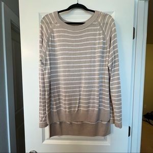 Lululumon oatmeal and white striped long sweater